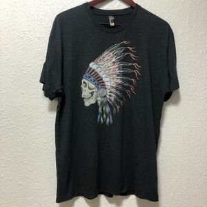 aztec skeleton head xl gray short sleeves thin extra large cool y2k chief tt